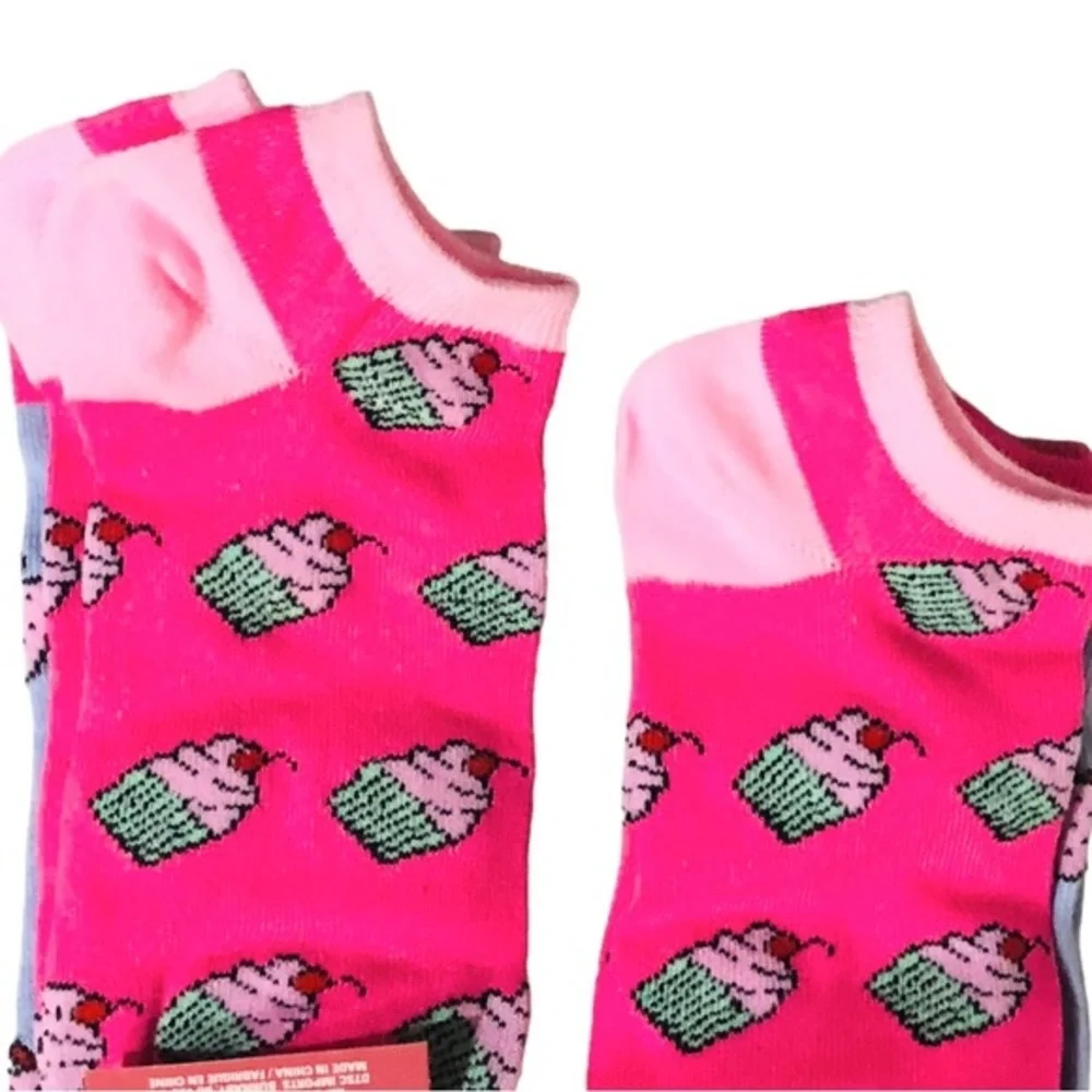 4pairs pink strawberry cupcake strawberries low cut socks new FREE‎